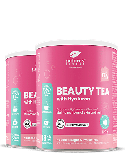 Beauty Tea With Hyaluron And Biotin 1+1 , Skin Hydration , Functional Tea , Anti-Aging , ProHyaluron™ , Organic , Vegan , Collagen Boost , 240g