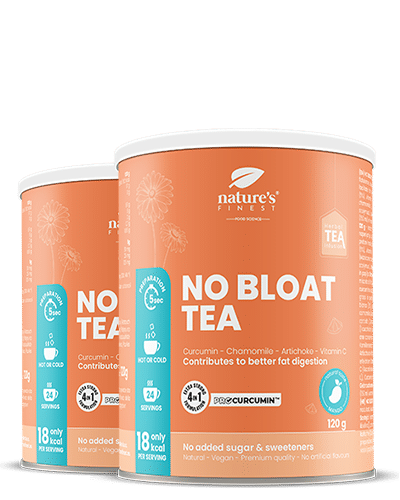 No Bloat Tea 1+1 , Digestive Support , Functional Tea , Reduce Bloating , Curcumin Tea , Organic , Vegan , Artichoke Tea , 240g