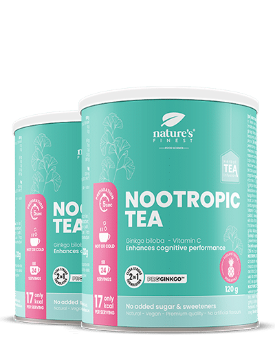 Nootropic Tea 1+1 , Brain And Memory Boosting , Functional Tea , Ginkgo Biloba Tea , ProGinkgo™ , Organic , Vegan , Natural Herbs , 240g