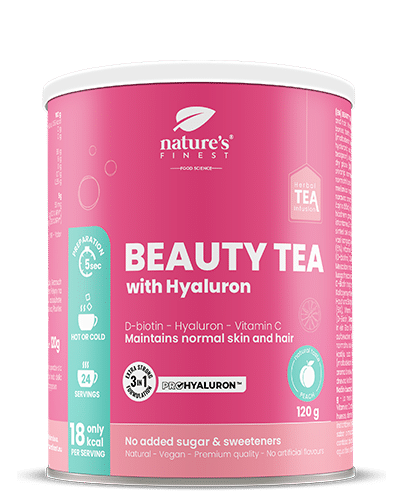 Beauty Tea With Hyaluron And Biotin , Skin Hydration , Functional Tea , Anti-Aging , ProHyaluron™ , Organic , Vegan , Collagen Boost , 120g