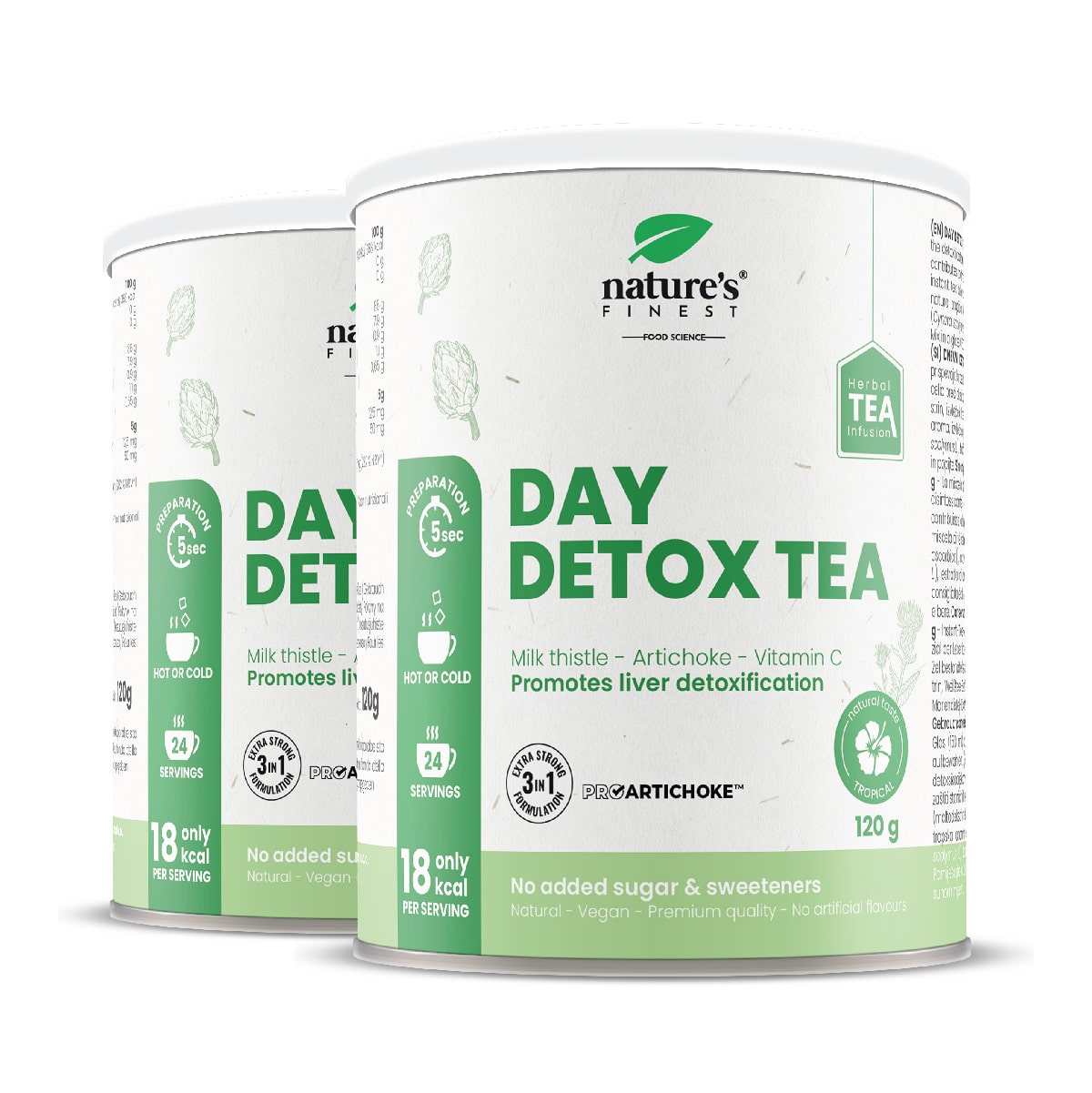 Day Detox Tea 1+1 , Energizing Cleanse , Immunity Tea , Stress Relief Tea , Organic , Vegan , Milk Thistle Tea , Immunity Support , 240g