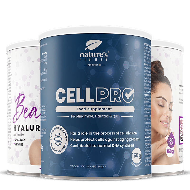 Cell Pro | Healthy Aging Drink with Nicotinamide B3, Zinc, Haritaki | in bundle with Hyaluronic acid | by Nature's Finest